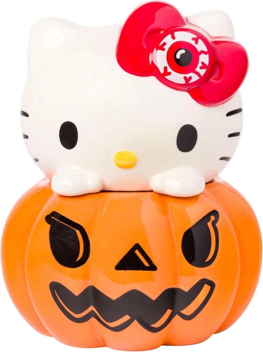 HELLO KITTY SILVER BUFFALO NWT pumpkin peek ceramic cookie jar